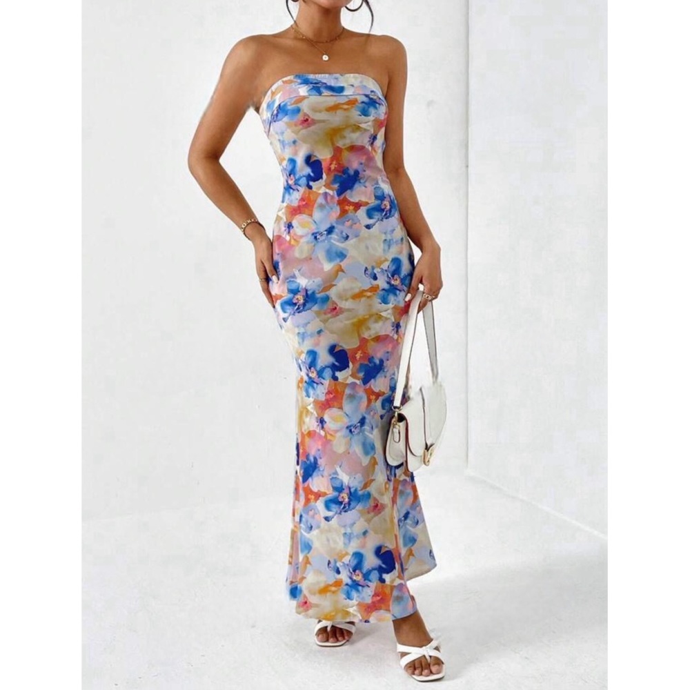 Floral Backless Tube Long Dress - Picture 5 of 5